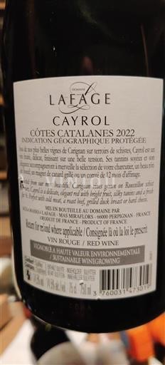 Languedoc and Roussillon Côtes Catalanes Lafage Cayrol 2022