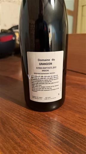 Alpes e regiões Ródano Ardèche Domaine Grangeon Syrah Baptiste 2022