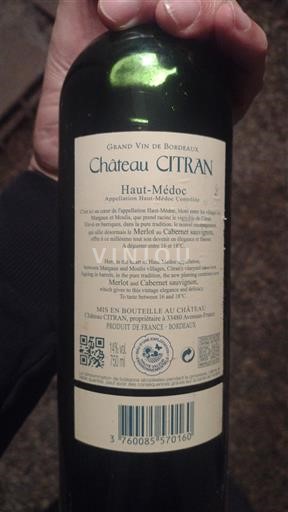 Bordéus Haut-Médoc Citran 2018