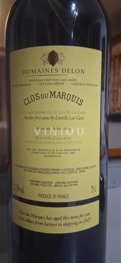 Burdeos Saint-Julien Château Léoville Las Cases Clos du Marquis 2017