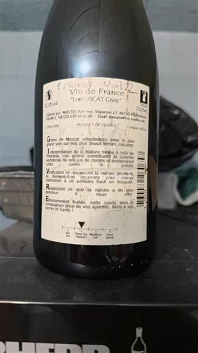 Vin Effervescent Blanc doux Muscat Givré Moltès Non millésimé France Alsace Muscat AOC