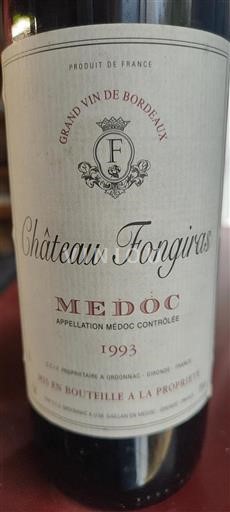 Bordeaux Médoc Château Fongiras 1993