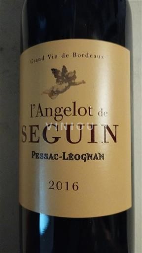 Bordeaux Pessac-Léognan Seguin L'Angelot de Seguin 2016
