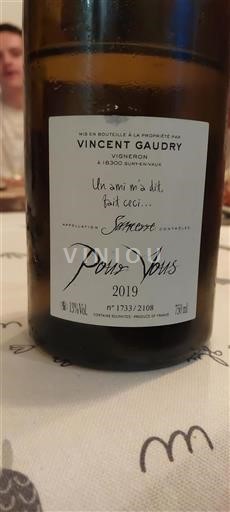 Vallée de la Loire Sancerre Vincent Gaudry Pour Vous 2019
