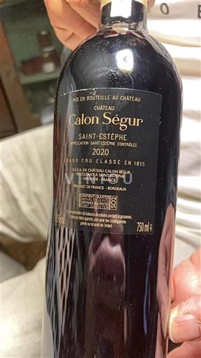 Bordeaux Saint-Estèphe Grand Cru Calon Ségur 2020