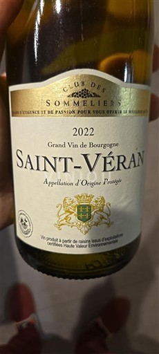 Bourgogne Saint-Véran Club des Sommeliers 2022