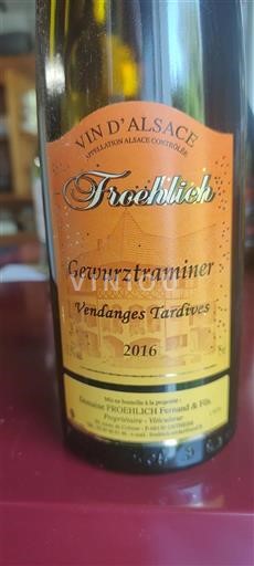 Alsace Vendanges Tardives Domaine Froehlich Fernand & Fils Vendanges Tardives 2016