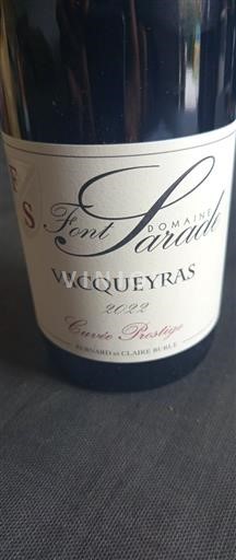 Rhônen laakso Vacqueyras Domaine Font Sarade Prestige 2022