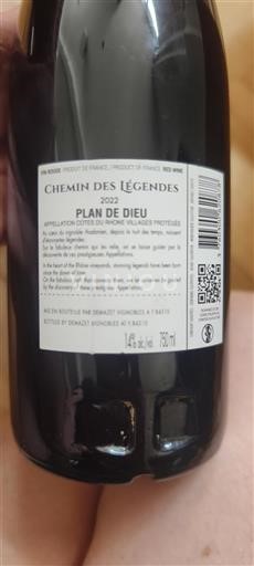 Valle del Rodano Côtes-du-rhône-villages Chemin des Légendes 2022