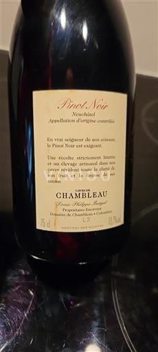Neuchâtel Neuchâtel PDO Domaine Chambleau Pinot Noir 2017