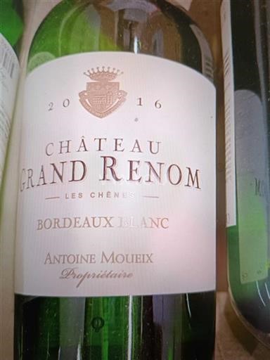 Bordéus Bordéus branco Château Grand Renom Les Chênes 2016