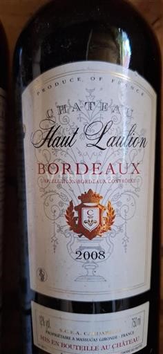 Vin Rouge sec Château Haut Laulion 2008 France Bordeaux AOC