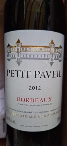 Burdeos Bordeaux Petit Paveil 2012