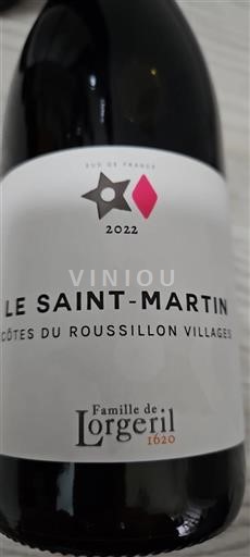 Roussillon Côtes du Roussillon Villages Famille de Lorgeril Le Saint Martin 2022