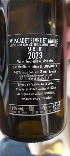 Loiredalen Muscadet-Sèvre-et-Maine Maëlle et Julien Le Coustumer Sur Lie 2023