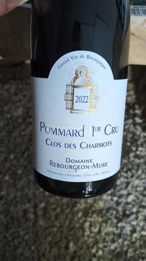 Borgoña Pommard Premier Cru Domaine Rebourgeon-Mure Clos des Charmots 2022