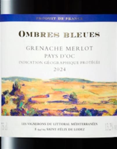 Languedoc og Roussillon Pays d'Oc Les Vignerons du Littoral Méditerranéen Ombres Bleues 2024