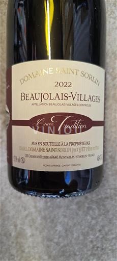 Beaujolais Beaujolais Villages Domaine Saint Sorlin Tradition 2022