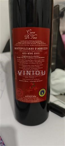 Abruzzerna Montepulciano d'Abruzzo Stefania Pepe Cuore Di...Vino 2003