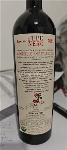 Abruzzerna Montepulciano d'Abruzzo Stefania Pepe Pepe Nero Riserva 2007