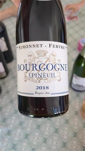 Burgundija Bourgogne Epineuil Simonnet-Febvre 2018