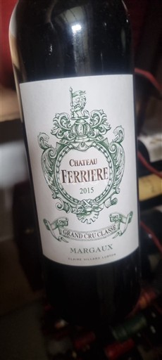 Bordeaux Margaux Grand Cru Classé Château Ferrière 2015