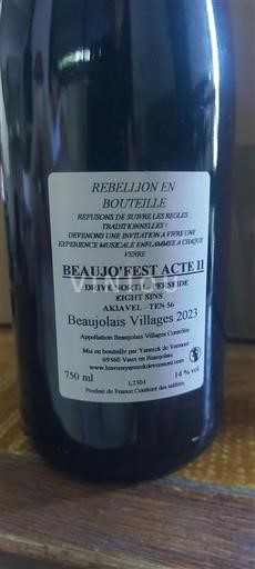Beaujolais Beaujolais Villages Yannick de Vermont Beaujo'Fest Acte II 2023