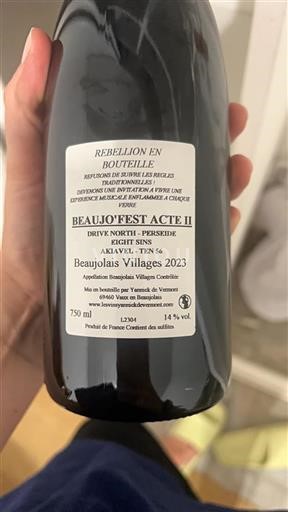 Beaujolais Beaujolais Villages Yannick de Vermont Beaujo'Fest Acte II 2023