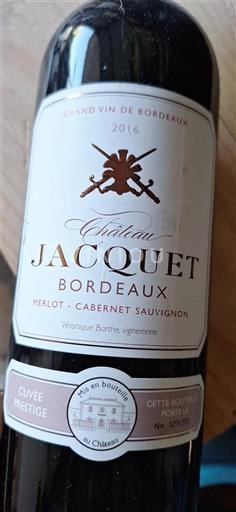 Burdeos Bordeaux Château Jacquet Prestige 2016