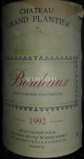Burdeos Côtes-de-bourg Château Grand Plantier 1992