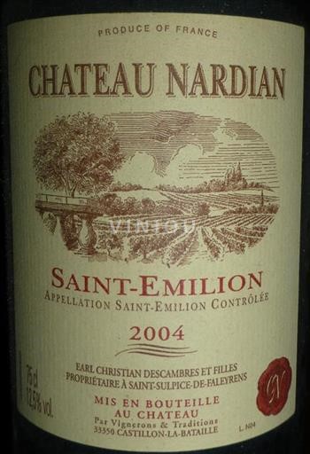 Burdeos Saint-Émilion Château Nardian 2004