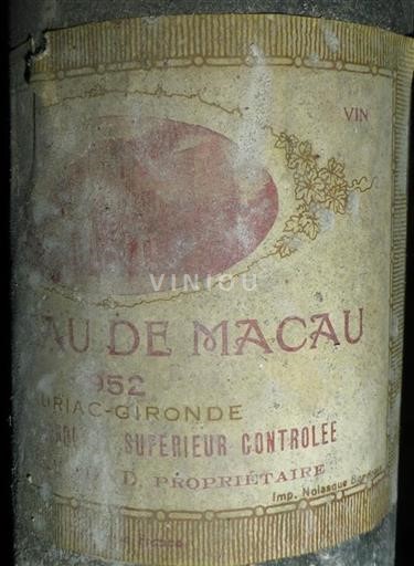 Bordeaux Bordeaux Supérieur Château Macau 1952