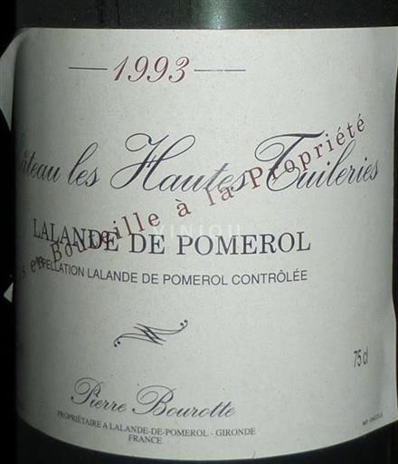 Bordeaux Lalande-de-pomerol Château Les Hautes Tuileries 1993
