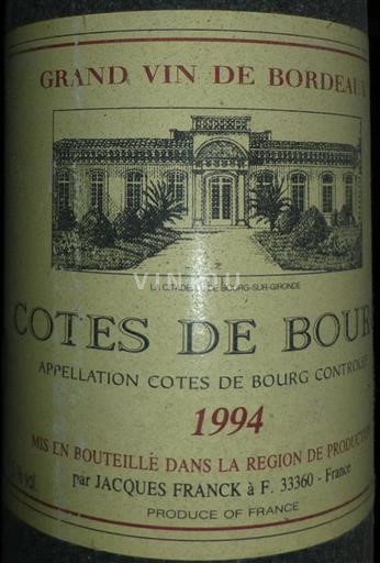 Bordéus Côtes-de-bourg Côtes De Bourg 1994