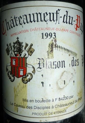 Rhône-dalen Châteauneuf-du-Pape Château Neuf du Pape Blason des Papes Blason des Papes 1993