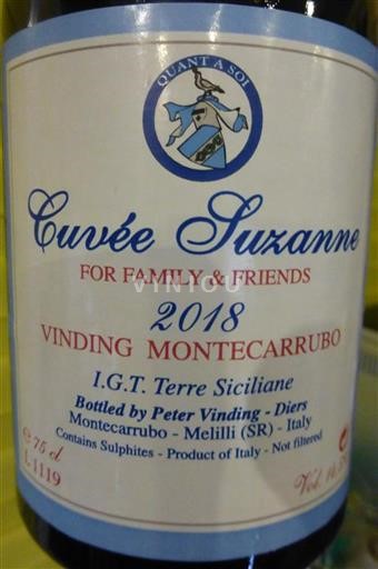 Sicily Not Specified Vinding Montecarrubo Cuvlée Suzanne Cuvlée Suzanne 2018