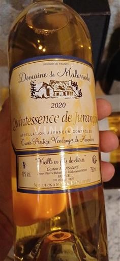 Sydvestfrankrig Jurançon Domaine Malarrode Quintessence de Jurançon 2020