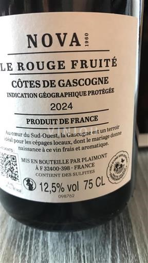 Tây Nam Côtes de Gascogne Plaimont Le Rouge Fruité 2024