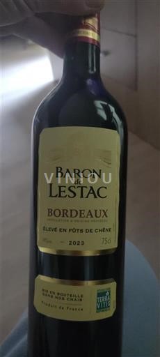 Vin Rouge sec Baron de Lestac 2023 Frankrike Bordeaux AOC