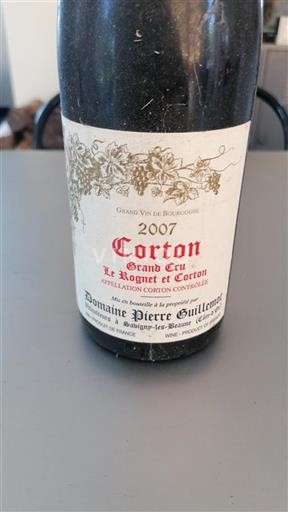 Borgonha Corton Grand Cru Domaine Pierre Guillemot Le Rognet et Corton 2007