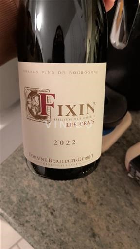 Burgundy Fixin Domaine Berthaut-Gerbet Les Crais 2022