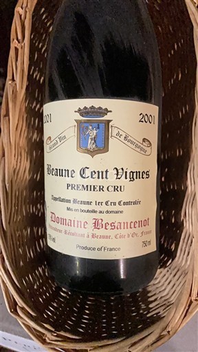 Burgundy Beaune Premier Cru Domaine Besancenot Beaune Cent Vignes 2001