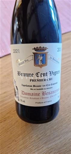 Burgundy Beaune Premier Cru Domaine Besancenot Beaune Cent Vignes 2001