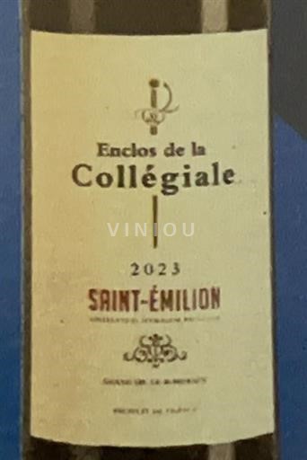 Vin Rouge sec Enclos de la Collégiale 2023 France Bordeaux Saint-Émilion AOC