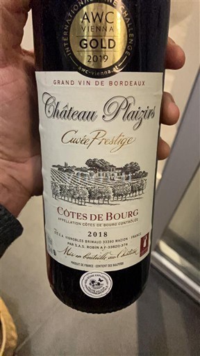 Bordeaux Côtes-de-bourg Château Plaisir Prestige 2018