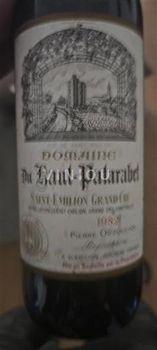 Bordeaux Saint-Émilion Grand Cru Grand Cru Domaine Haut-Patarabet 1982