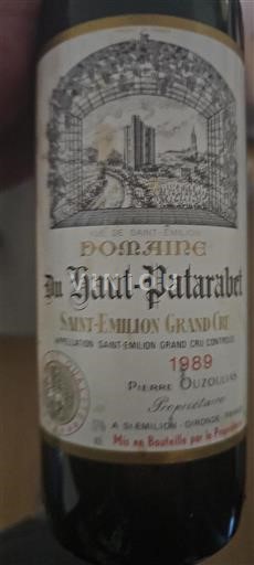 Bordeaux Saint-Émilion Grand Cru Grand Cru Domaine Haut-Patarabet 1989