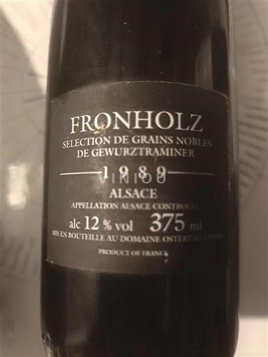 Alsace Sélection de Grains Nobles Domaine L'Ostertag à Epfig Sélection de Grains Nobles 1989