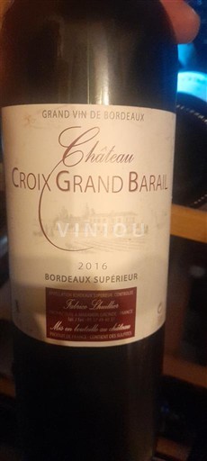 Bordeaux Bordeaux supérieur Château Croix Grand Barail 2016