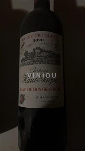 Vin Rouge sec Château Haut-Sarpe 2020 France Bordeaux Saint-Émilion AOC Grand Cru Classé
